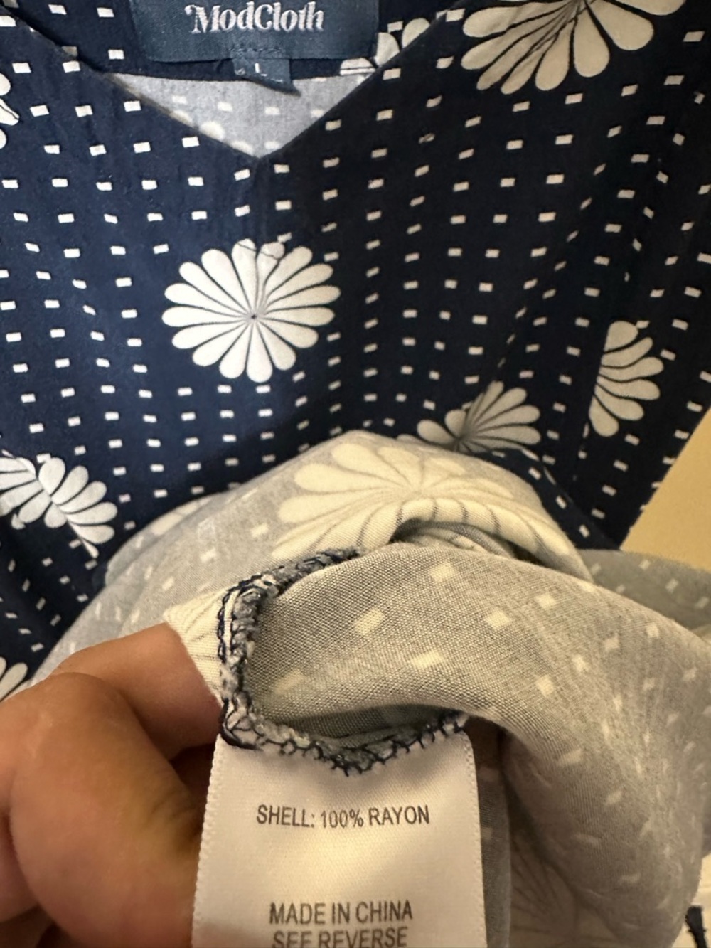 ModCloth Polka Dot Daisy Cami Tunic Women L Navy Blue - Picture 8 of 9